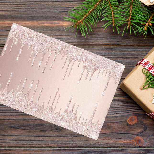 Papier Mousseline Paillettes rose gold gouttes luxe rose filleul (Créateur téléchargé)