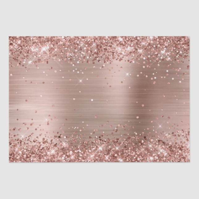 Papier Mousseline Paillettes Rose Gold Ombre Foil (Recto)