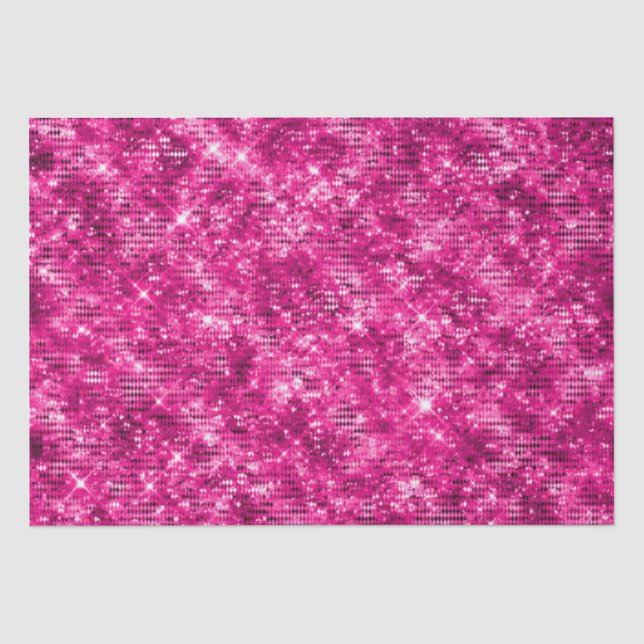 Papier Mousseline Paillettes Rose Magenta Brillantes Élégantes (Recto)