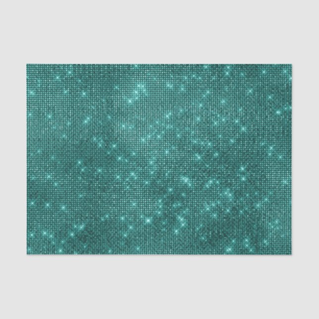 Papier Mousseline Paillettes sarcelle glamour (Recto)