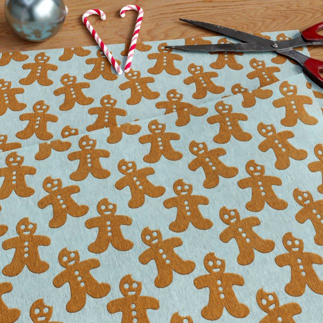 Papier Mousseline Pain d'épices Homme Motif de Noël Tissu Papier (A pattern of cute gingerbread men Christmas cookies tissue paper just for you!)