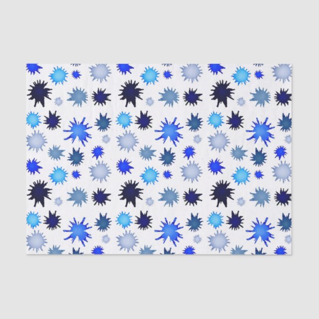 Papier Mousseline Paint Splash in Blue Pattern (Recto)