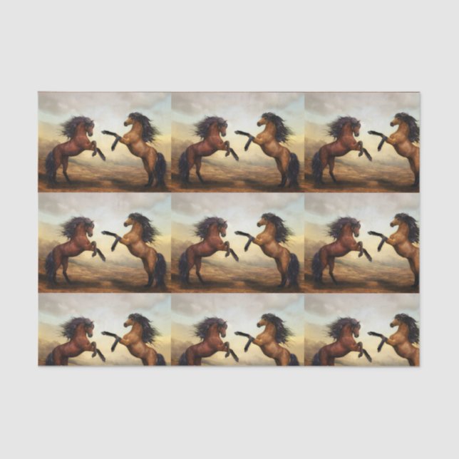 Papier Mousseline paire de chevaux sauvages (Recto)