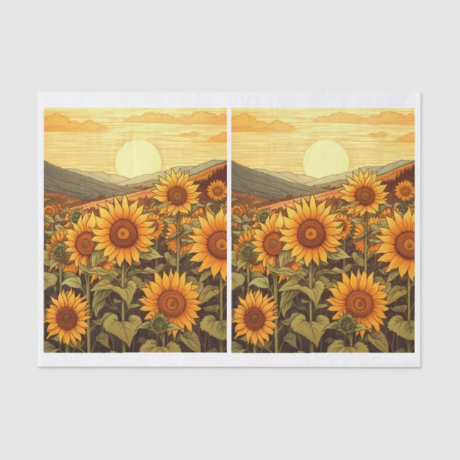 Papier Mousseline Paire de Vallée de beaux tournesols illustrations (Recto)
