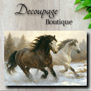 Papier Mousseline Paire hivernale de chevaux de course Decoupage