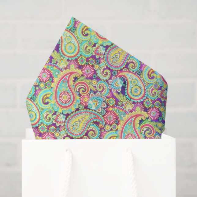 Papier Mousseline Paisley de printemps (Sac cadeau)