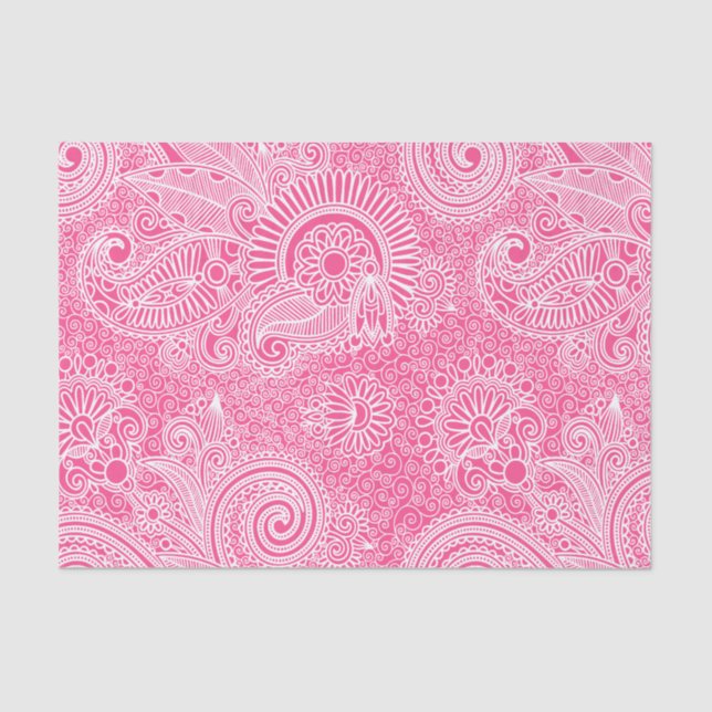 Papier Mousseline Paisley Florale Rose Sur Arrière - plan Changeable (Recto)