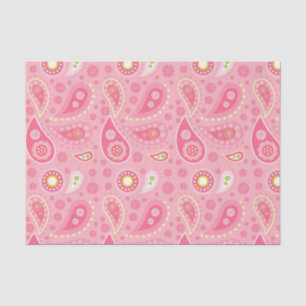 Papier Mousseline Paisley franchement rose