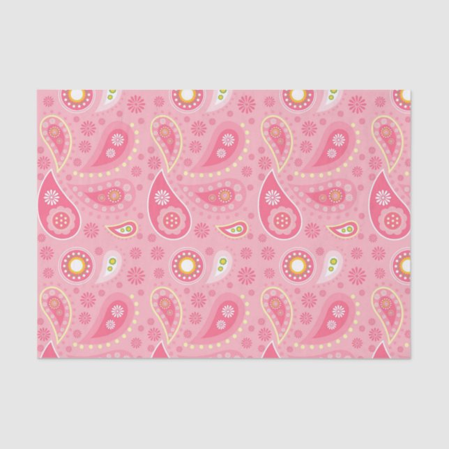Papier Mousseline Paisley franchement rose (Recto)
