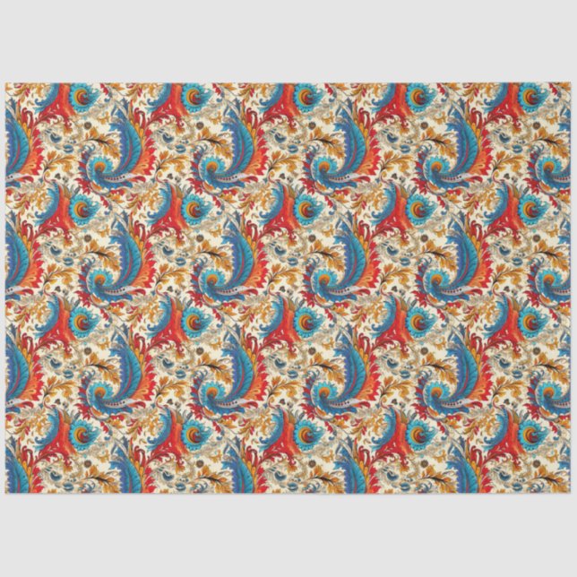 Papier Mousseline Paisley Golden Flower Abstrait Motif 4 (Recto)