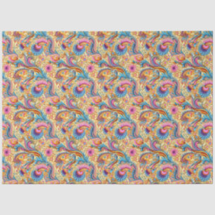 Papier Mousseline Paisley Golden Flower Abstrait Motif 6