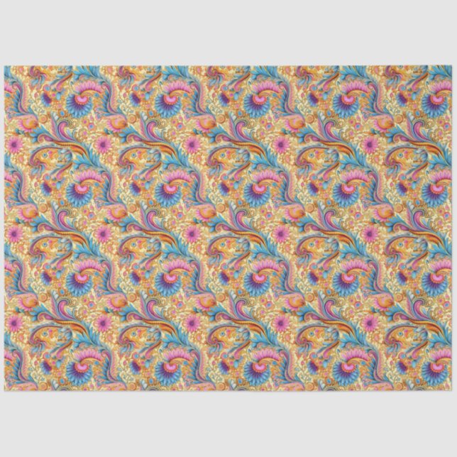 Papier Mousseline Paisley Golden Flower Abstrait Motif 6 (Recto)