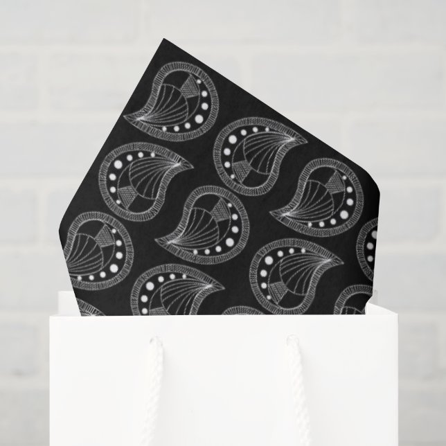 Papier Mousseline Paisley Petal Rhythm lignes blanches (Sac cadeau)
