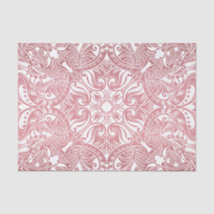 Papier Mousseline Paisley rose et blanc assez poussiéreux