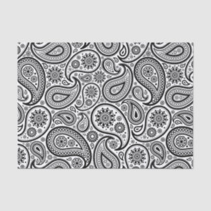 Papier Mousseline Paisley Vintage noire et blanche