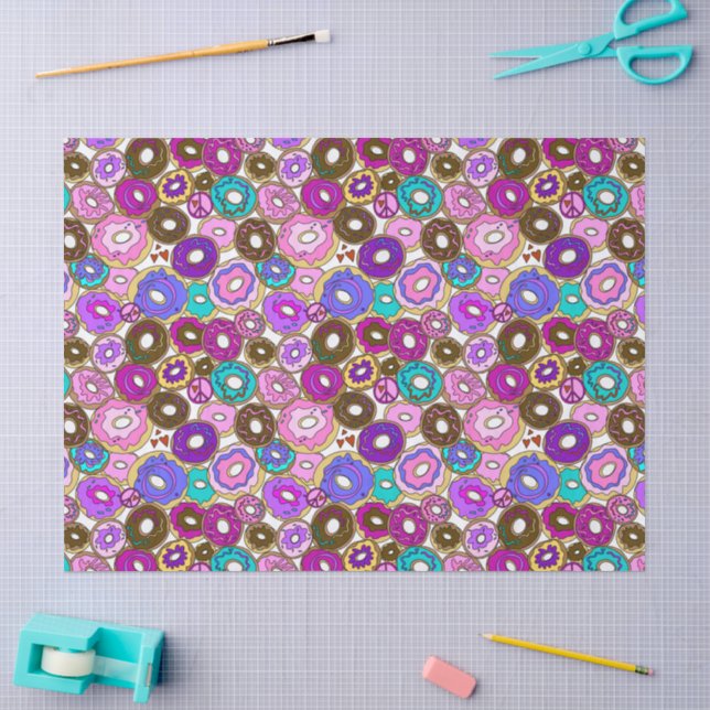 Papier Mousseline Paix Amour et Donuts (Artisanat)