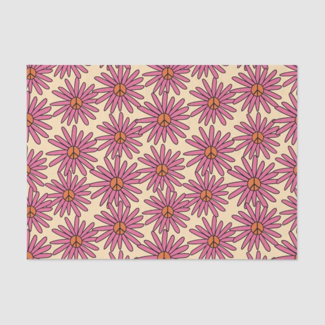 Papier Mousseline Paix Connexion Fleur Retro Découpage (Recto)