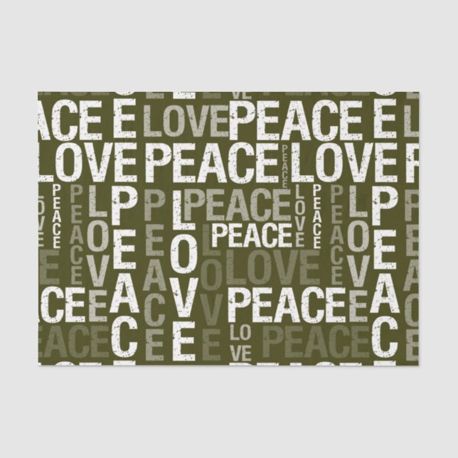 Papier Mousseline Paix verte et amour (Recto)