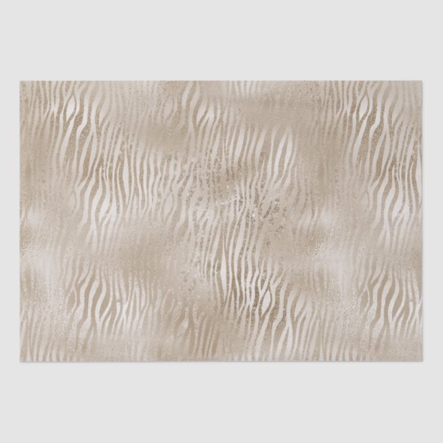 Papier Mousseline Pale Gold Glam Glitzy Zebra Print Stripes (Recto)