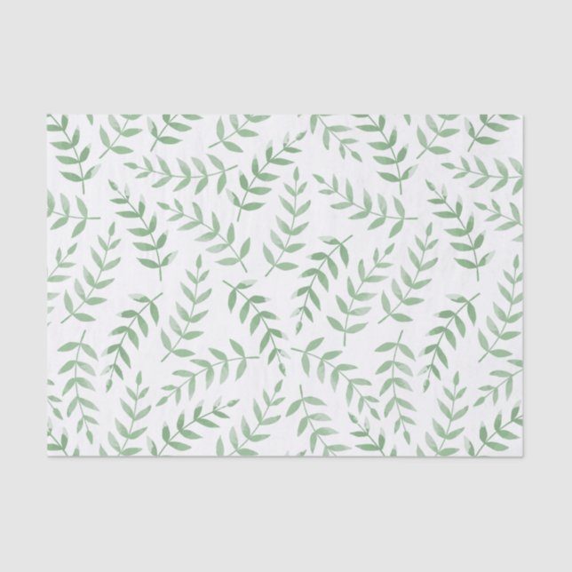 Papier Mousseline Pale Green Motif Feuille Fern Garden Découpage (Recto)