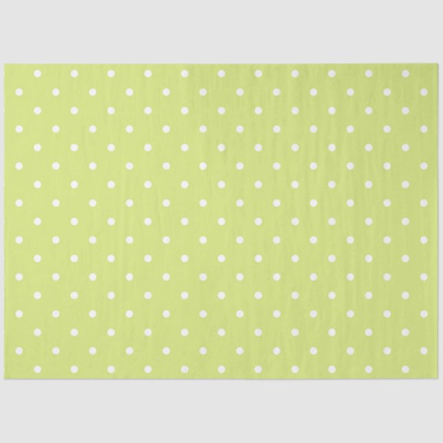 PAPIER MOUSSELINE PALE LIME VERT AVEC POIS BLANCS (Recto)