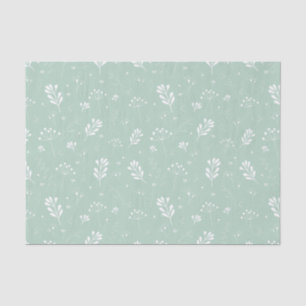 Papier Mousseline Pale Vert Fleurs Feuille Motif Nature Découpage