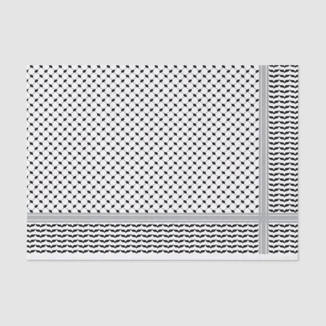 Papier Mousseline Palestinien noir et blanc Keffiyeh (Recto)