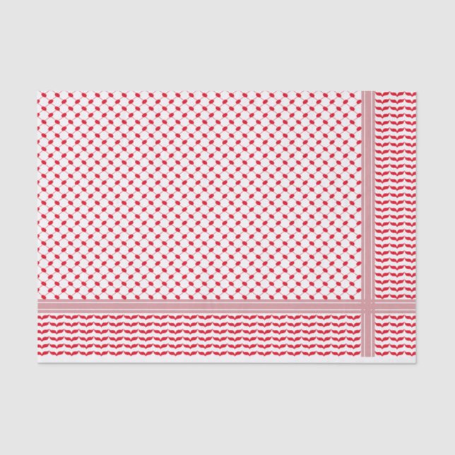 Papier Mousseline Palestinien Rouge et Blanc Keffiyeh (Recto)