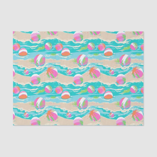 Papier Mousseline Palm Beach Tropical Island Beach Balls (Recto)
