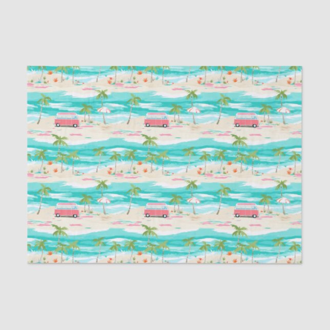 Papier Mousseline Palm Beach Tropical Island Beach Surf Van (Recto)