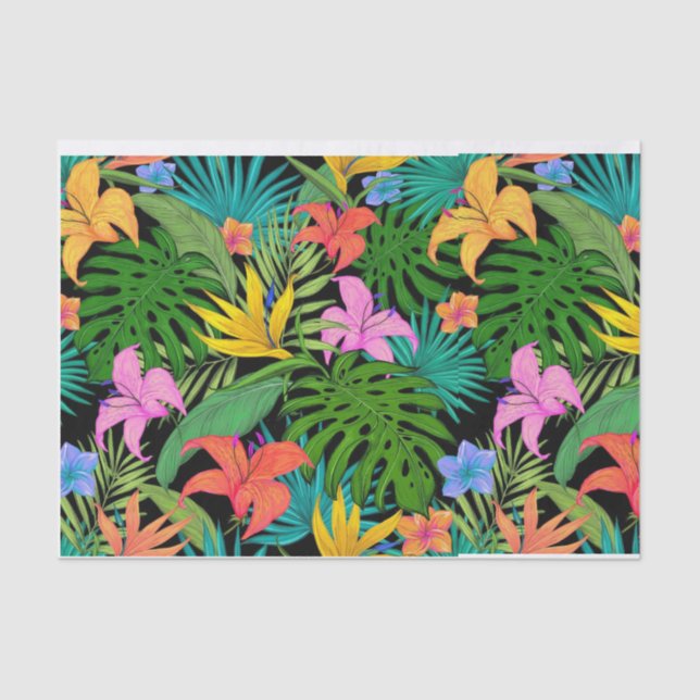 Papier Mousseline Palme tropicale hawaïenne Feuille Floral (Recto)