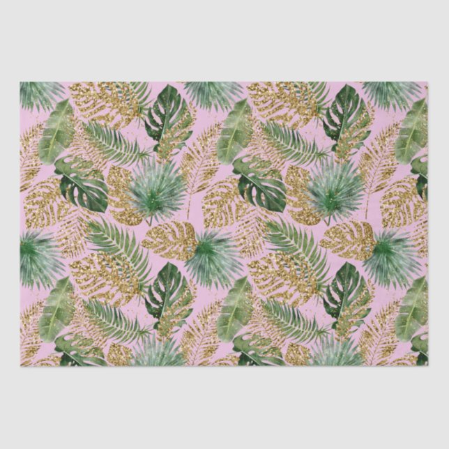 Papier Mousseline Palme tropicale moderne Feuilles Monstera Parties  (Recto)