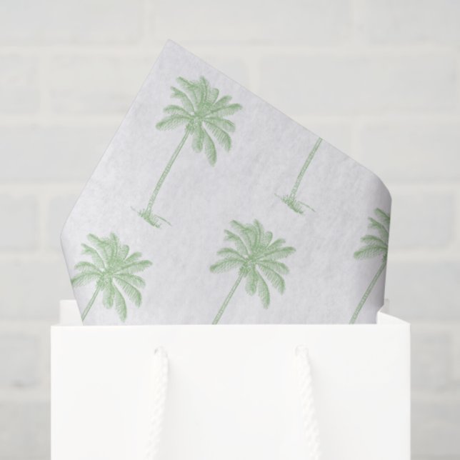 Papier Mousseline Palmier nain vert et blanc (Sac cadeau)