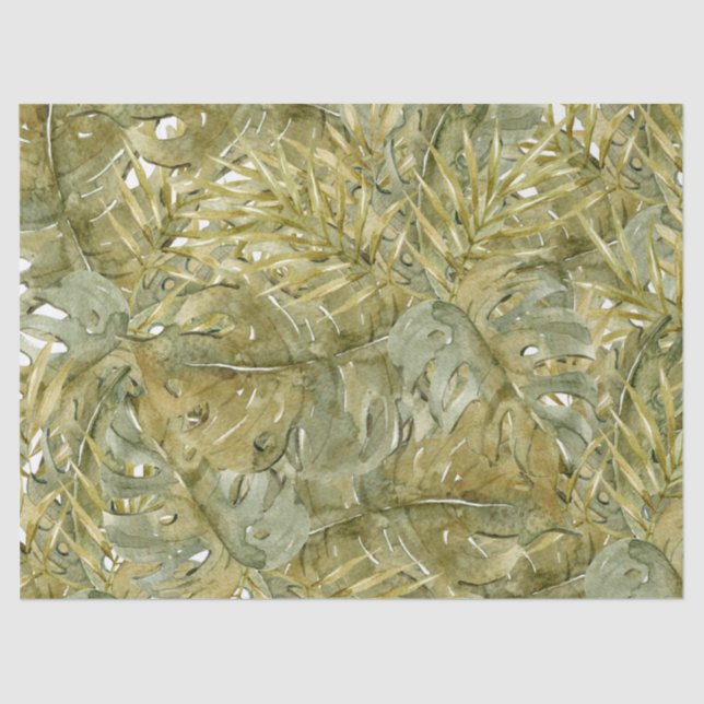 Papier Mousseline Palmier séché par des Feuilles de Boho moderne (Recto)