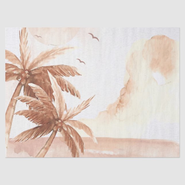Papier Mousseline Palmier Tropical Rustique (Recto)