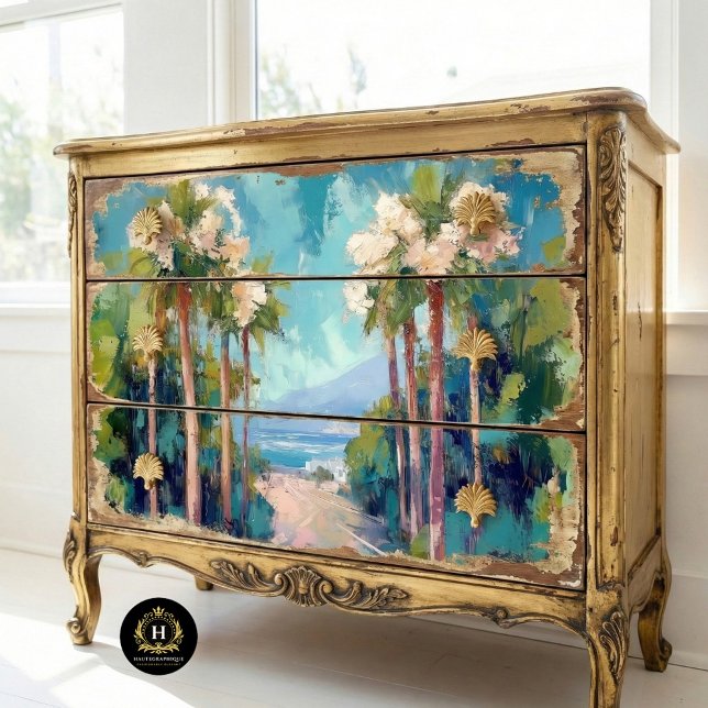 Papier Mousseline Palmiers Père Noël Monica Californie Découpage (Créateur téléchargé)