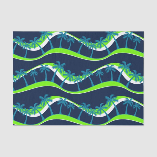 Papier Mousseline Palmiers sur vagues (Recto)