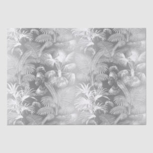 Papier Mousseline Palmiers tropicaux modernes blanc sur argent