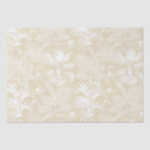Papier Mousseline Palmiers tropicaux modernes Crème beige blanche
