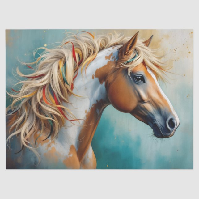 Papier Mousseline Palomino Peinture Mustang Portrait (Recto)