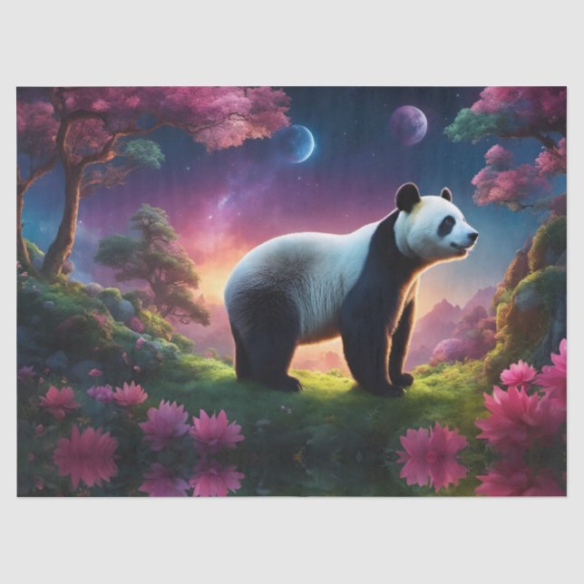 Papier Mousseline Panda dans un jardin d'Imaginaires (Recto)