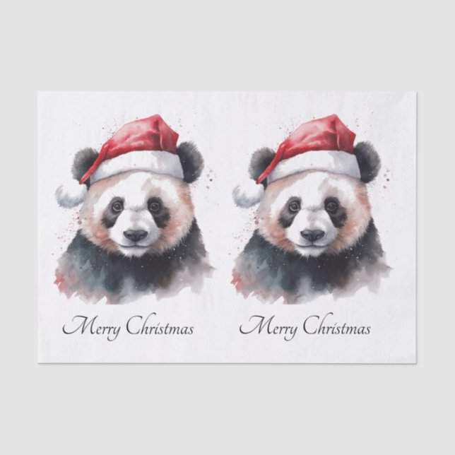 Papier Mousseline Panda de Noël, personnalisable (Recto)