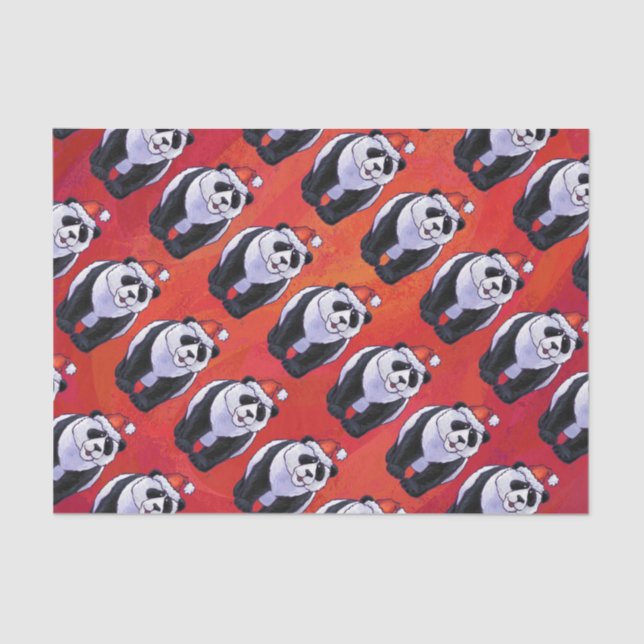Papier Mousseline Panda Ours Noël Rouge (Recto)