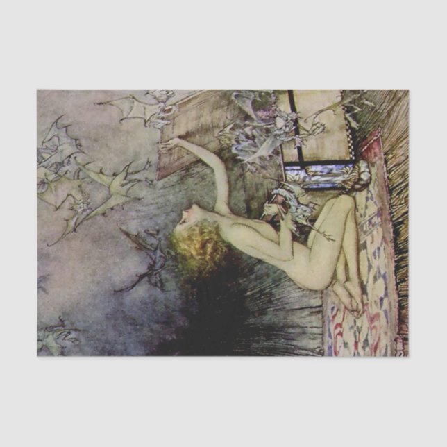 Papier Mousseline "Pandora ouvre la boîte" par Arthur Rackham (Recto)