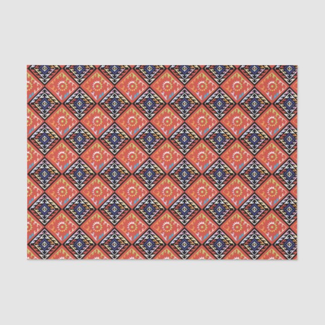 Papier Mousseline Panier africain - Motif multiple (Recto)