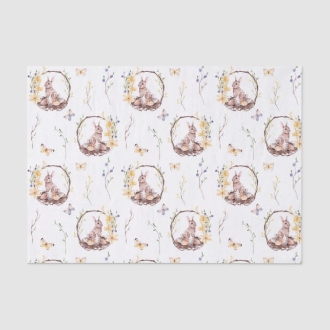 Papier Mousseline Panier Bunny de Pâques Papier Tissu (Recto)