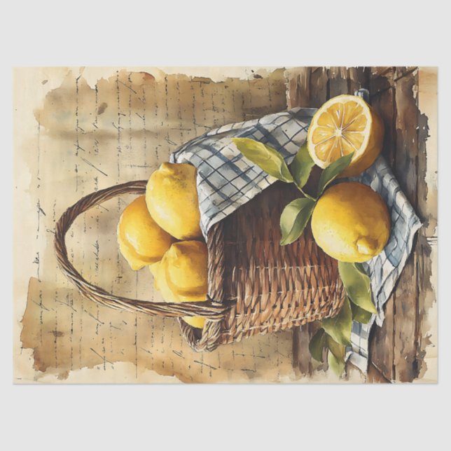Papier Mousseline Panier d'aquarelle de décantation des citrons (Recto)