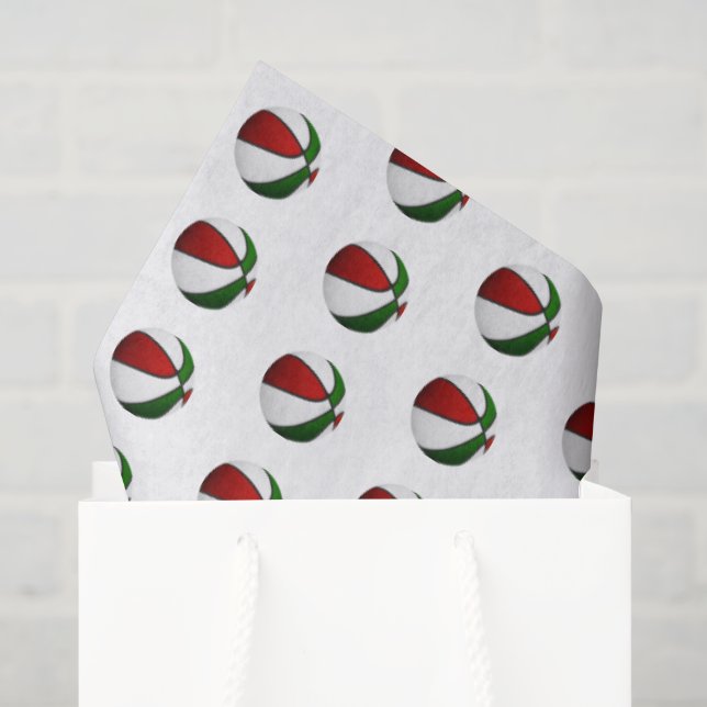 Papier Mousseline panier de basket-ball rouge et vert (Sac cadeau)