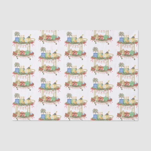 Papier Mousseline Panier de champagne de Noël en aquarelle (Recto)