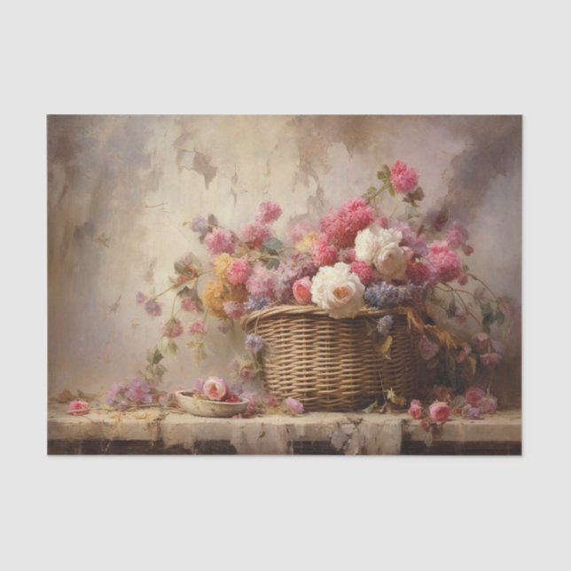 Papier Mousseline Panier de fleurs (Recto)
